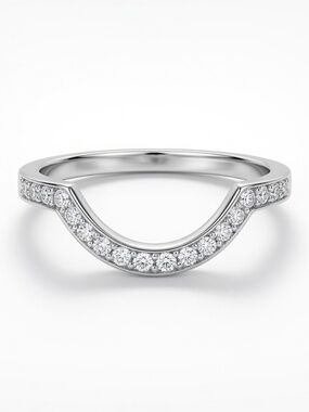 Sterling Silver CZ Wave Band Ring – Size 7.75